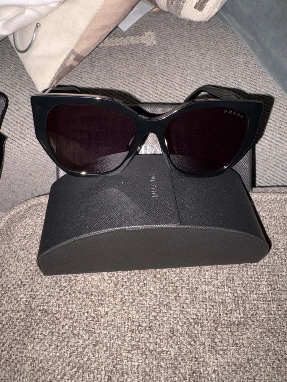 Prada Black Gloss Square Frame Sunglasses - Picture 2 of 2
